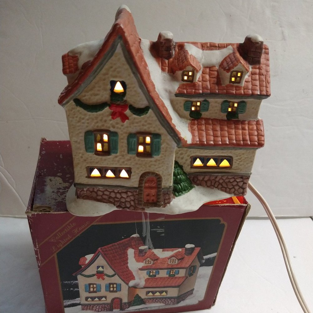 Gorgeous lighted house village christmas porcelain
